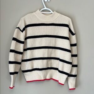 Striped Sweater with Black and Red Accents size M